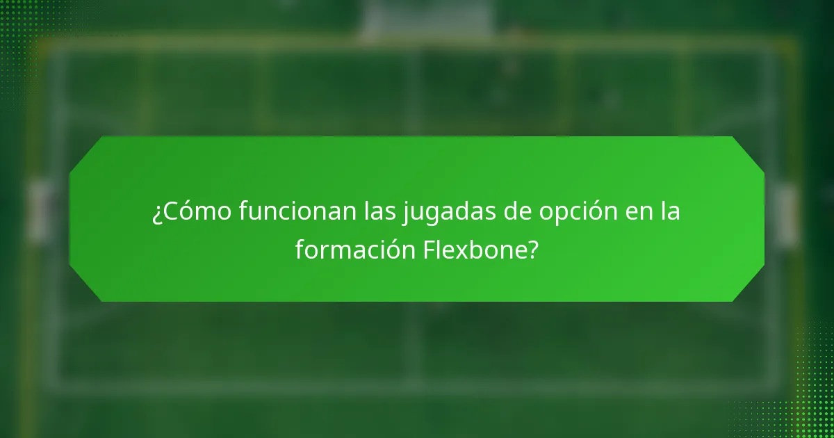 ¿Cómo funcionan las jugadas de opción en la formación Flexbone?