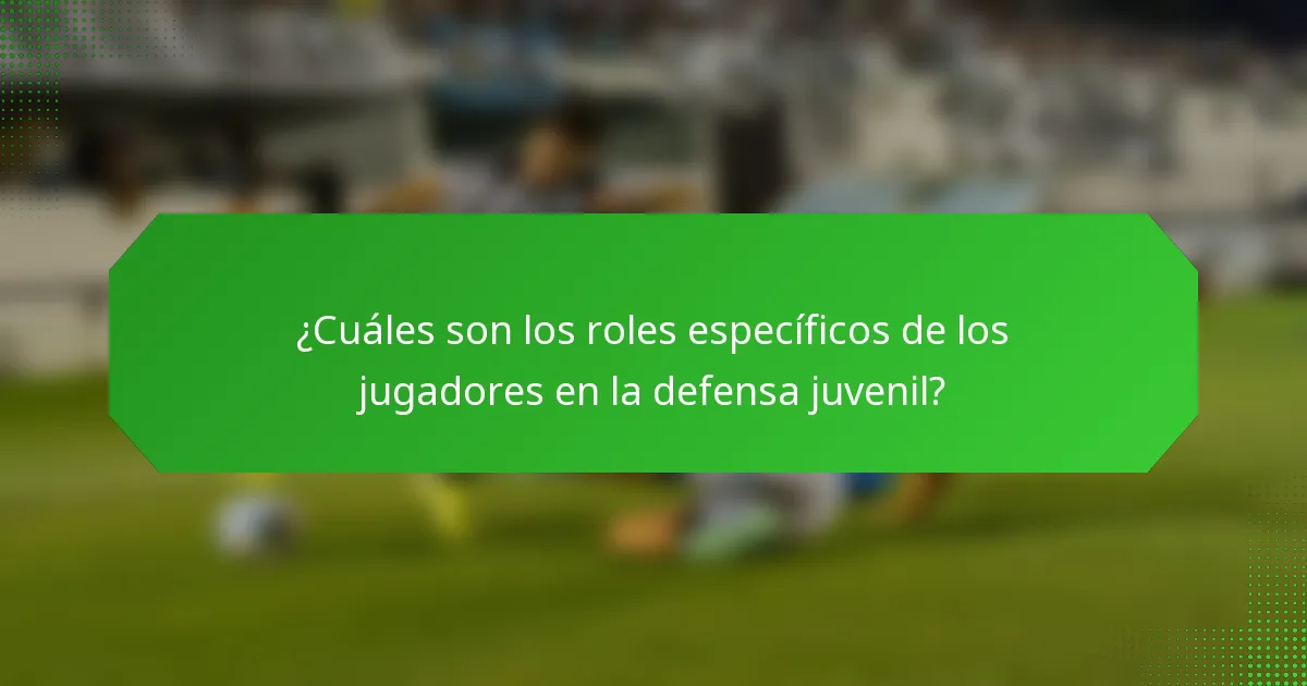 ¿Cuáles son los roles específicos de los jugadores en la defensa juvenil?